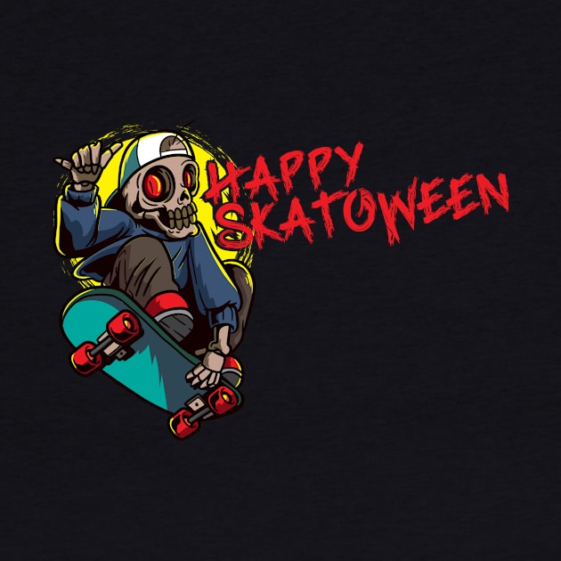 Happy Skatoween Skull Design for a Skater Board by alpmedia